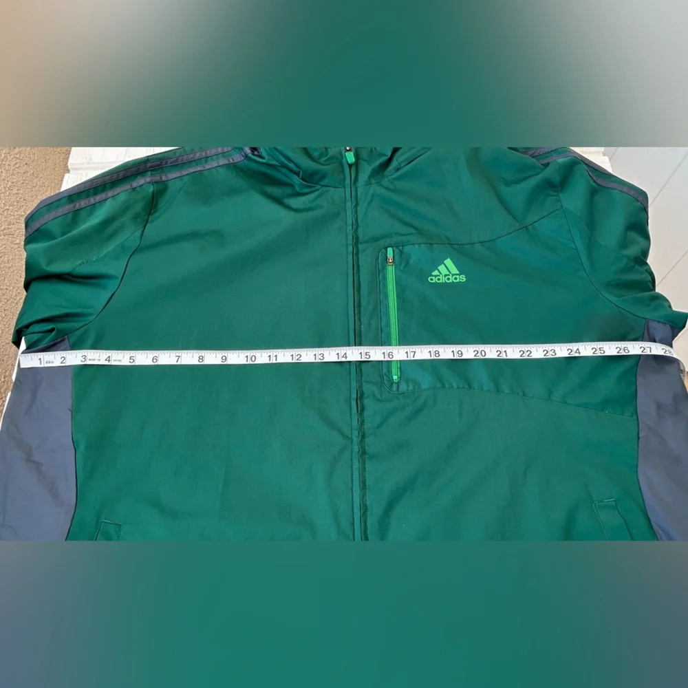 Adidas Brand Men’s Full Zip Hooded‎ Windbreaker Green/Gray Size 2XL